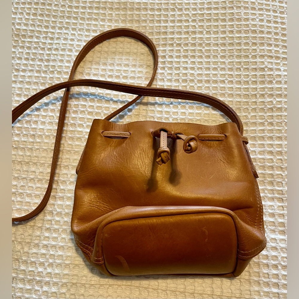 Parker Clay Topa Mini rust brown leather Bucket Bag